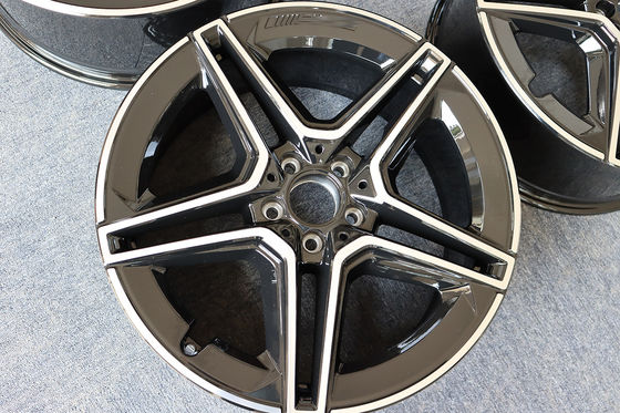 Black Shiny 9J 20 Inch Double Five Spoke Wheels Alloy Rims For Mercedes Benz